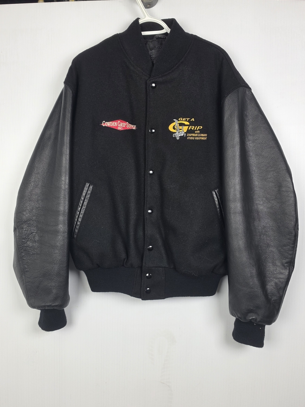Hollywood Chapman Leonard Black Men’s Jacket with Leather Sleeves Film Swag